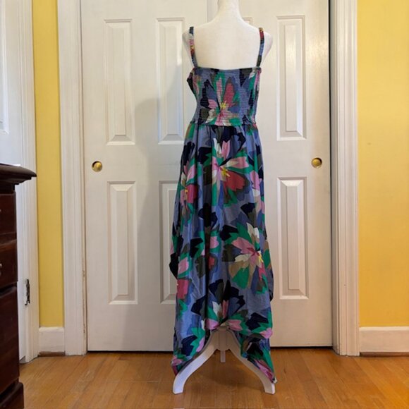 NWT Gap Spring Multi Floral Smocked Handkerchief Hem Midi Dress Size XXL - Picture 5 of 10